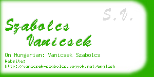 szabolcs vanicsek business card